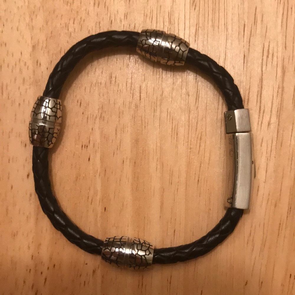 Black Leather Braided Bracelet